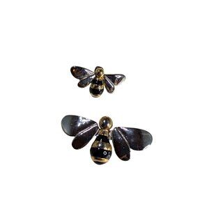 Bee-Themed Silver & Gold Brooch And One Mismatched Earring Set